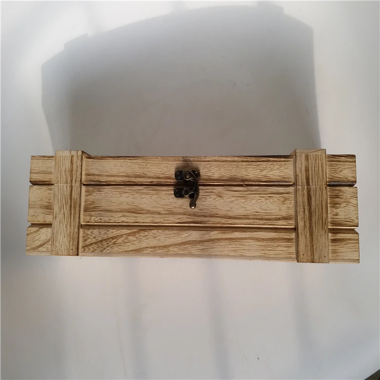 OEM Vintage Metal Lock Paulownia Wood Wine Bottle Packaging Gift Box