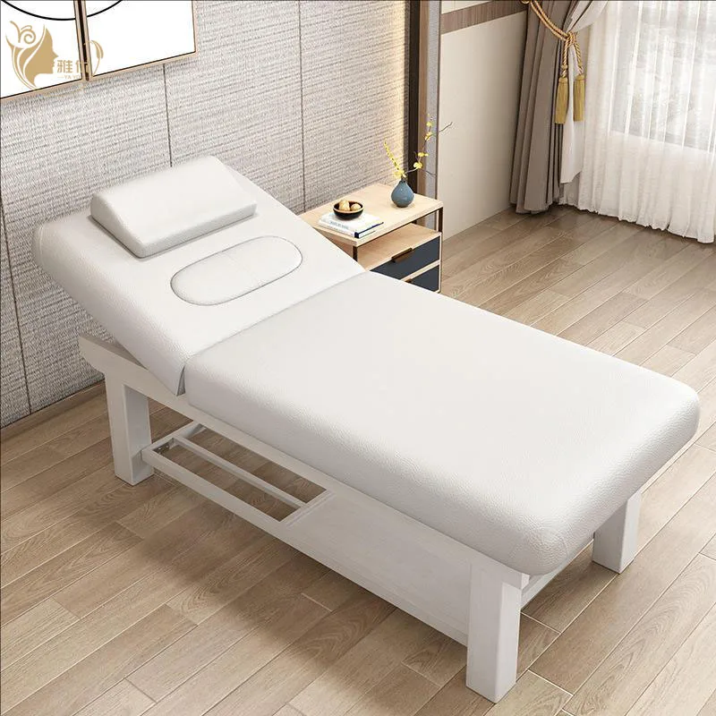 Modern Spa Therapy Bed with Wooden Structure and Adjustable Cushion