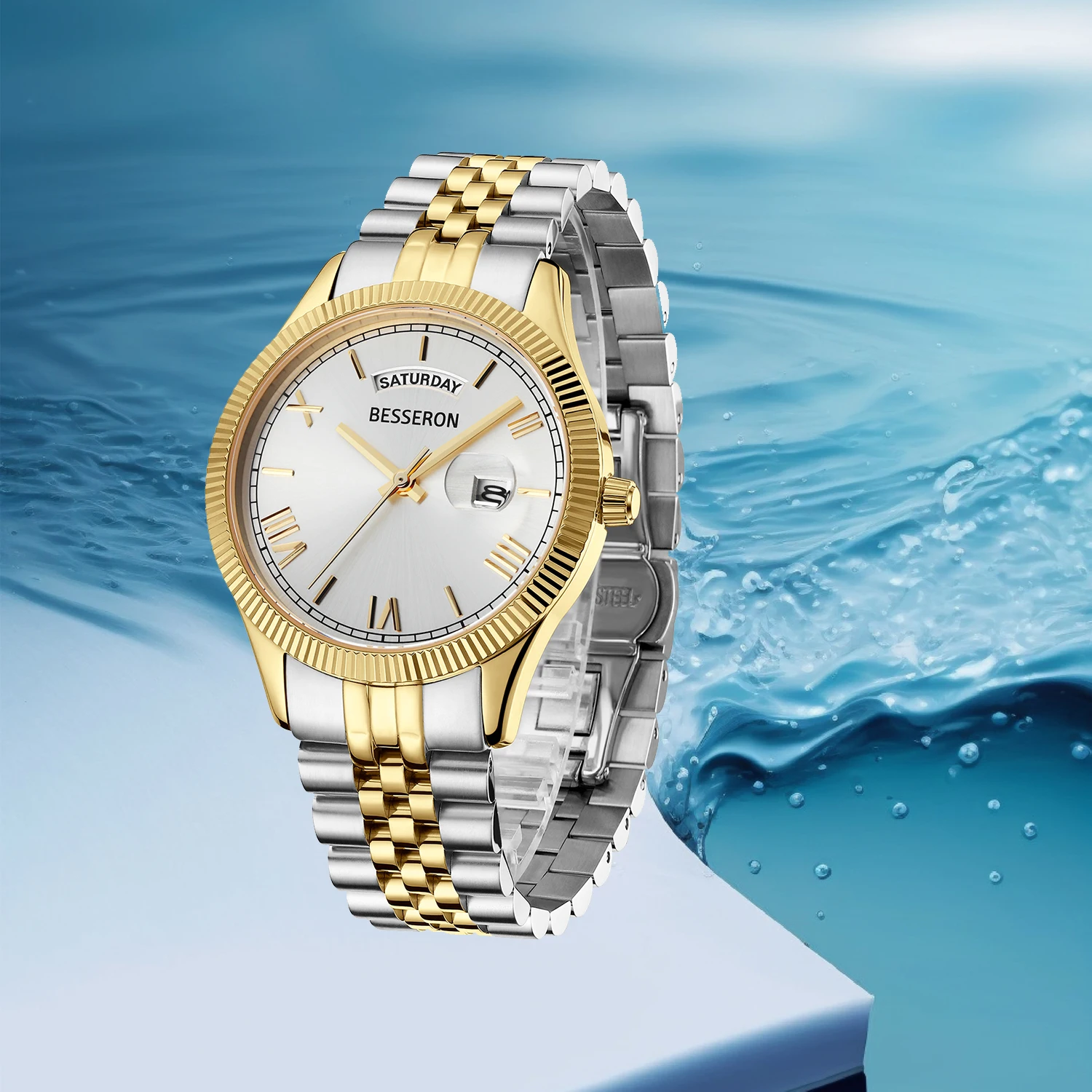 China Manufacturer New Wristwatches with Weekly Date Custom Logo Sapphire Glass 5 ATM Waterproof Japan Movement Quartz Watch