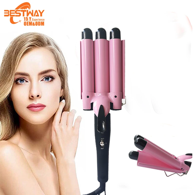 Fezax Cordless Auto Curler Fashion 3-8Pcs Magic Spiral 3-Barrel Electric Iron 2In Suzhou 3D Cronier Cr-2025 Easy Hair Curler