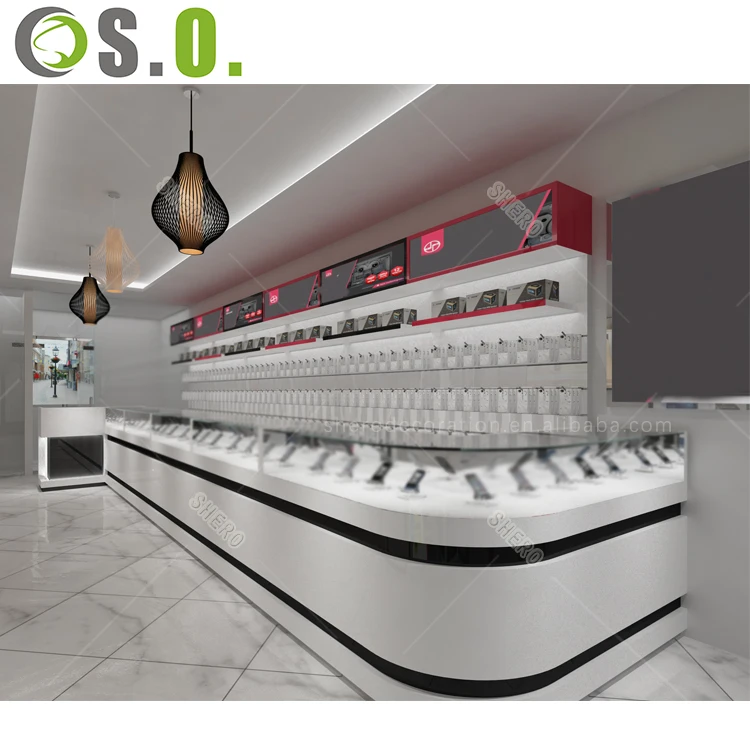 Simple modern computer shop interior design laptop display cabinet computer display showcase