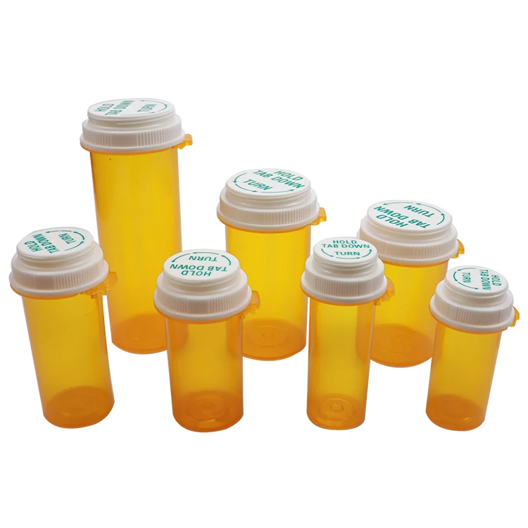 10dram Child resistant amber empty plastic 1 dram 20 dram thumb tab vial with child resistant cap