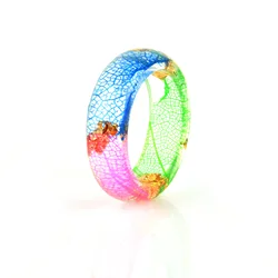 Unique dry flower resin ring Candy color Sen Department small fresh hand dry flower gold foil color essence drop ring