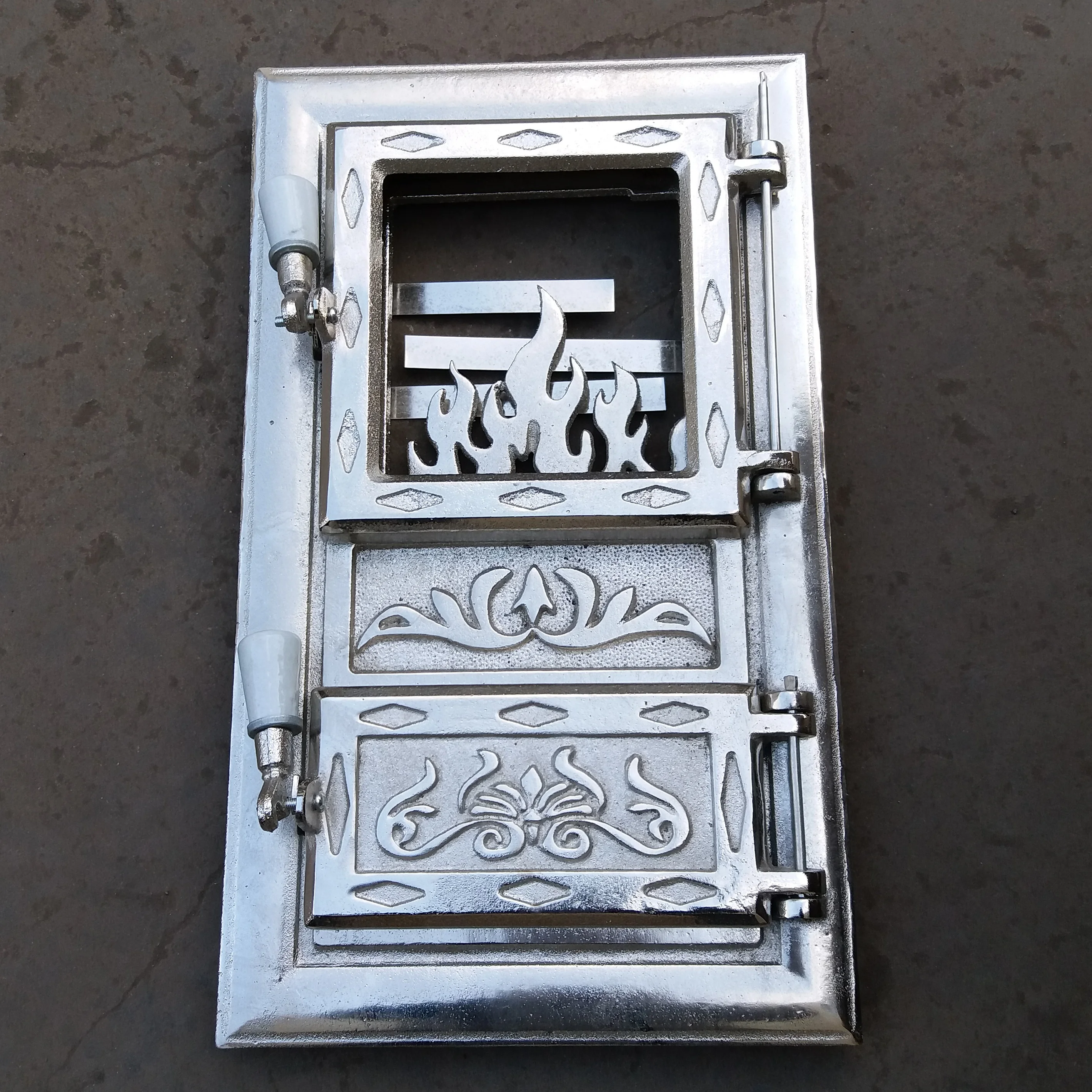 Cast Iron Wood Stove Door Fireplace Parts Nickel Plated Excluding Glass