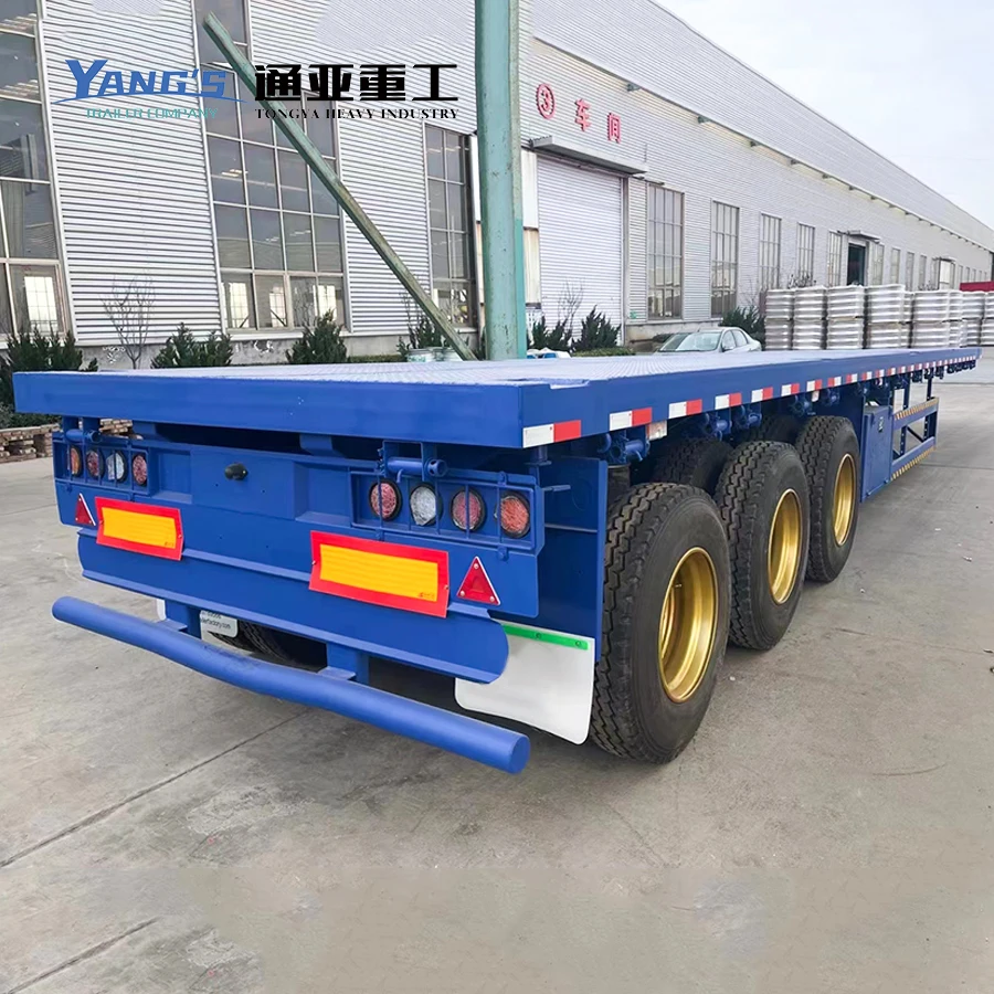 60 Ton 20ft 60 Ton 48 Ft 50ft 30 Ton 3 Axle 40ft Semi Container Flatbed Trailer For Sale