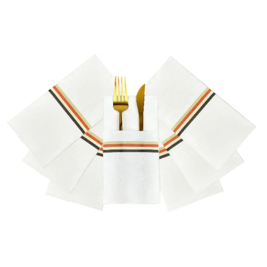 Luxury 40*40 Linen Feel Guest Dinner Towels Party Wedding Soft Absorbent Hand Airlaid Folded Tissue Paper Napkins Custom