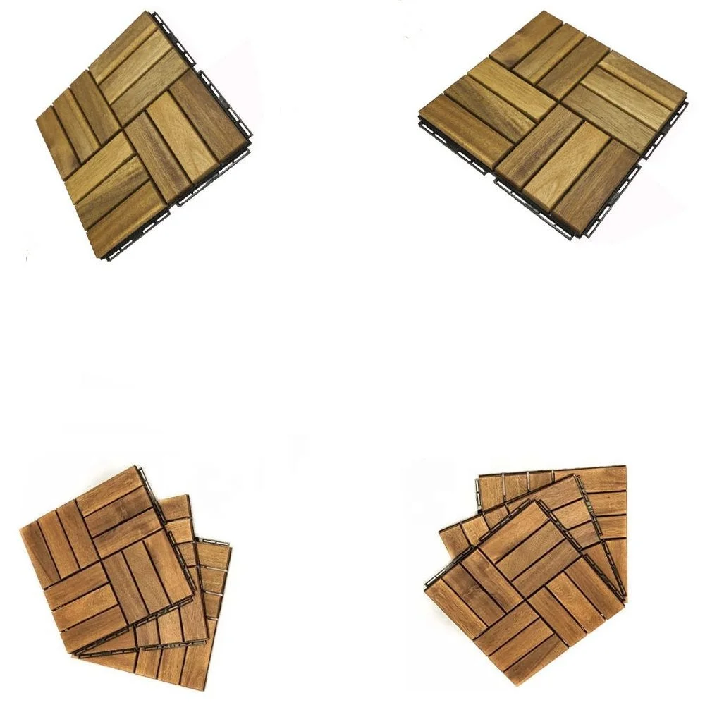 Acacia Wood Interlocking Deck Tiles, Plastic wood composite interlock deck tile or Plastic Decking Flooring Tiles B6011