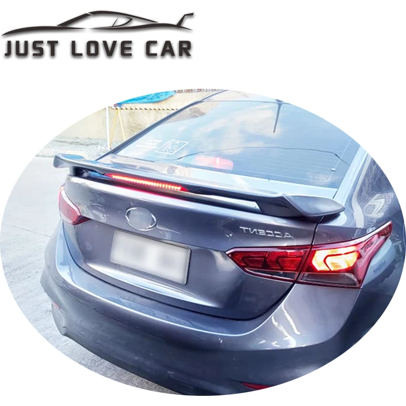 Спойлер JUSTLOVECAR со светодиодной подсветкой для 2019 2020 2021 2022 HYUNDAI ACCENT VERNA ABS спойлер задней крышки багажника автомобиля