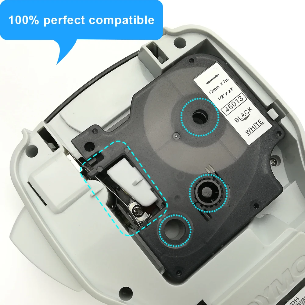 Dymo d1 45013 label manager LM160 картридж для принтера 12 мм черные на белых этикетках ленты