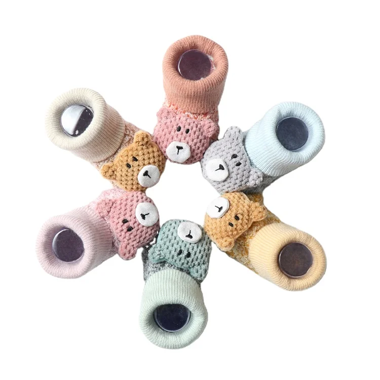 Factory Stocking Supply Anti Slip Girl Boy Toddlers Knitted Baby Socks Bowknot  Design Organic Cotton 3d Baby Slipper Socks