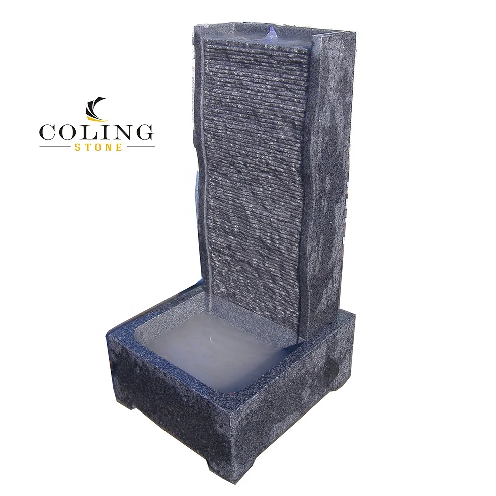 China Natural Stone Decorative Garden Dark grey Water Fountain with Basin Garden Decorative Water Fountain