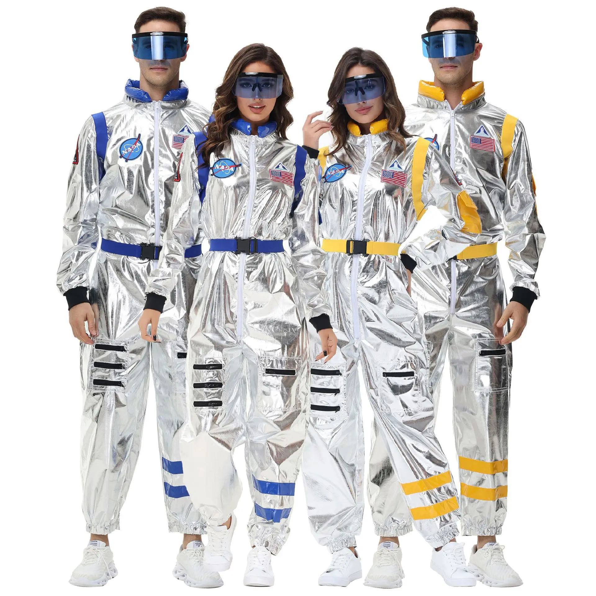 Halloween Sexy Lovers Men Women Astronaut Jumpsuit Aviation Suit Rompers Performance Outfit Space Suit Astronaut Cosplay Costume