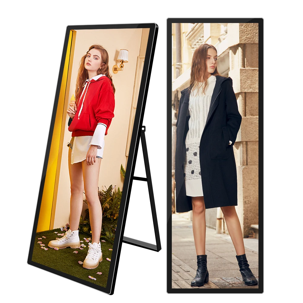 43 Inch Standalone Totem Kiosk Foldable Portable Advertising Battery Powered Digital Signage Lcd Poster Screen Display