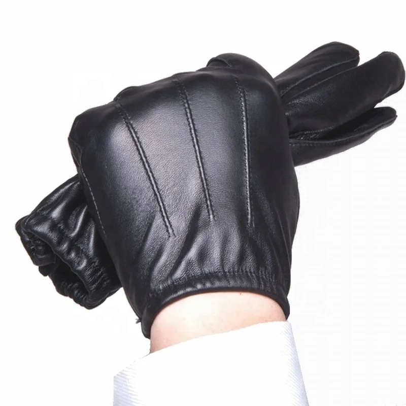Оптовая продажа, Лидер продаж, мужские черные полицейские перчатки из 100% натуральной овечьей кожи, высококачественные повседневные перчатки