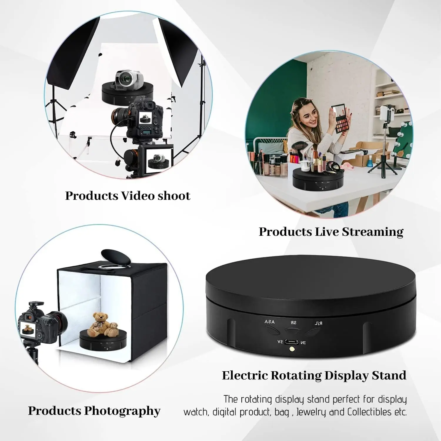 360 photography turntable degree rotating electric turntable 360 motorized rotating display stand for jewelry photography watch