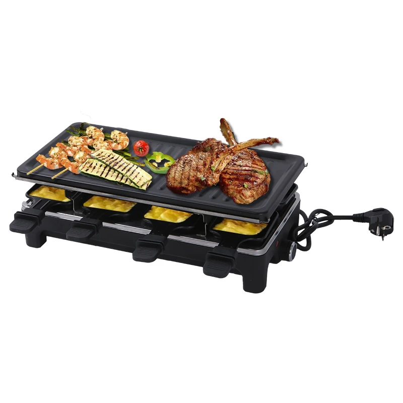 2 in 1 1500W 8 person Korean electric cheese melter marble stone barbecue griddle raclette grill