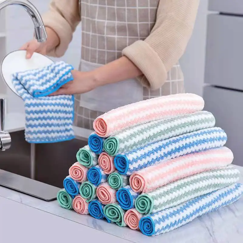 Large Thick Coral Velvet Luxury Adult Soft Absorbent Quick Drying Kitchen Towels Set