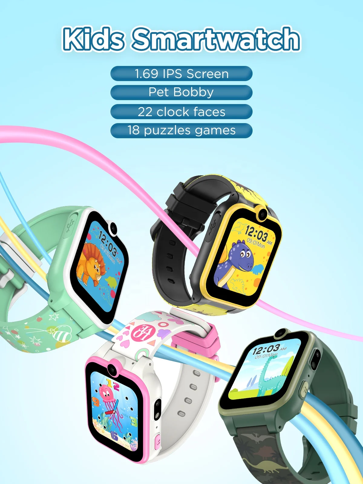 Educational Game XT16  Kids Smart Watch Waterproof Children Wrist Cell Phone Calculator HD Camera Smartwatch with Sim Card