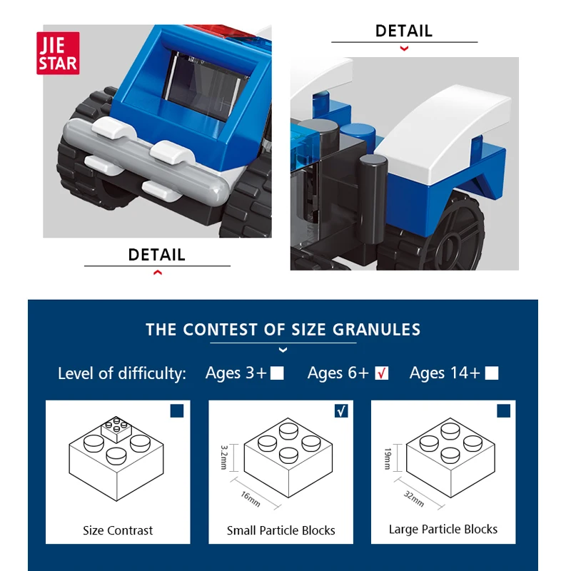 JIESTAR 19 pcs small mini city police patrol vehicle guard car building block set little cheap easter egg surprise egg filler