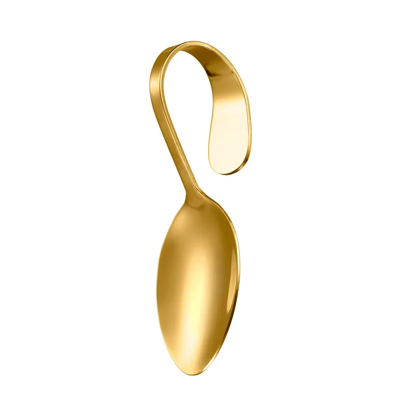 Stainless steel round spoon with curved handle buffet serving spoon