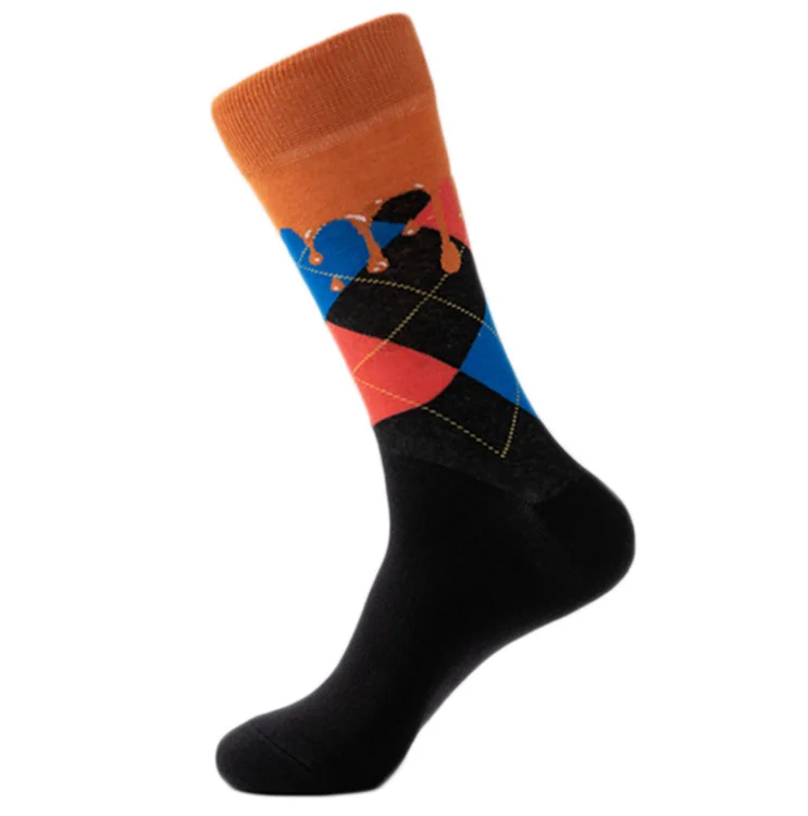 Ready To Ship Men 100% Cotton Fashionable Socks Argyle Business Socks