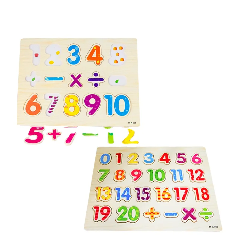 Wooden Montessori Math Toys Count Numbers Matching Digital Shape Board Educational Puzzles Toy Wood Toy Null Kids Unisex 2 in 1