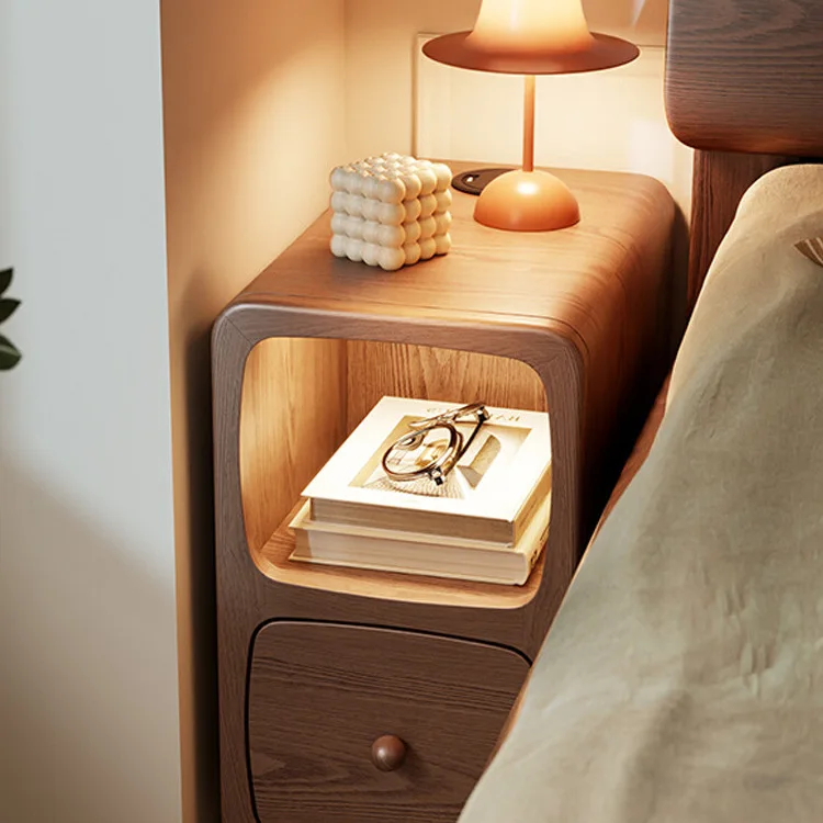 Smart bedroom furniture wireless charging bedside table wood light luxuriant simple modern night table  smart bedside table