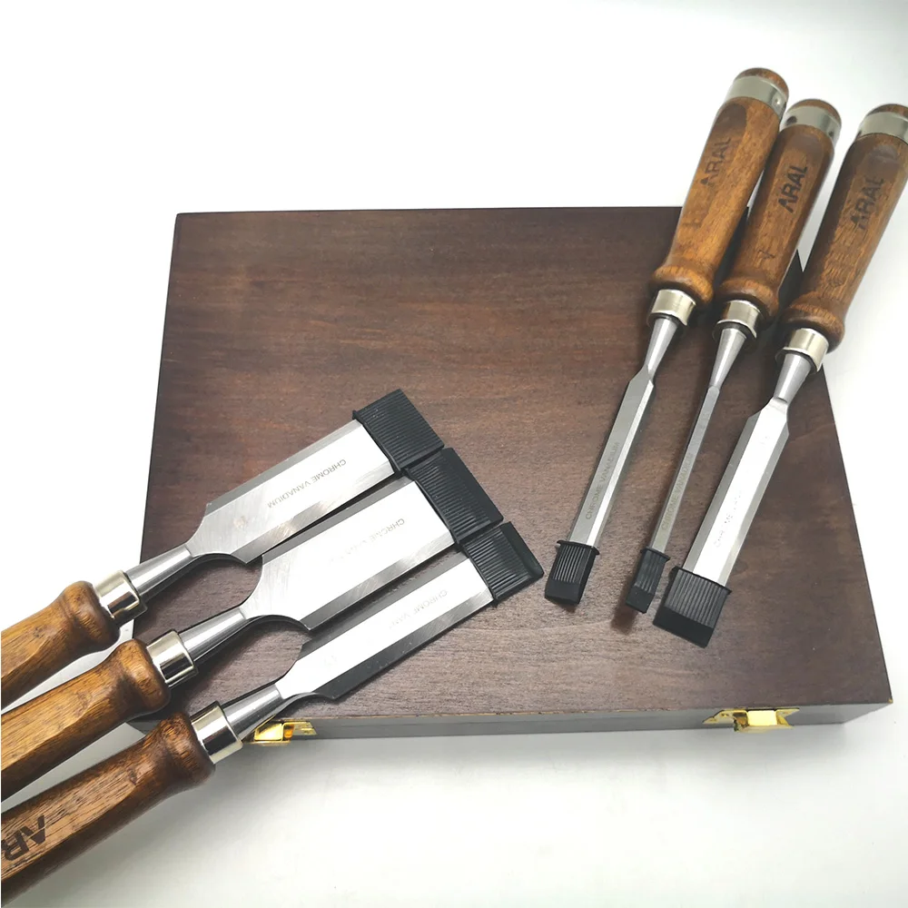 Customized Logo 6 Pcs Walnut Wood Chisel Woodworking Hand Tools