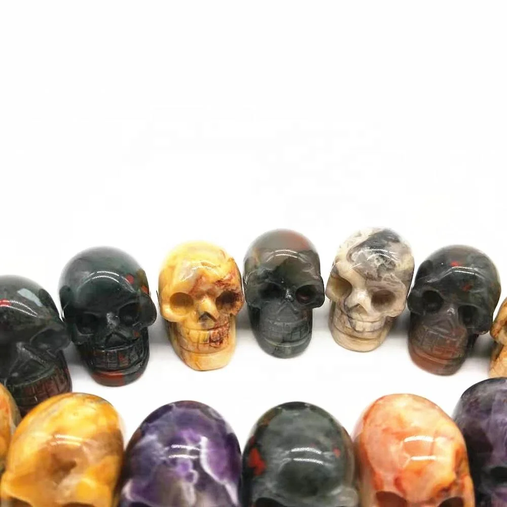 variety natural crystal gems hand-carved crystal small skulls for holiday decoration