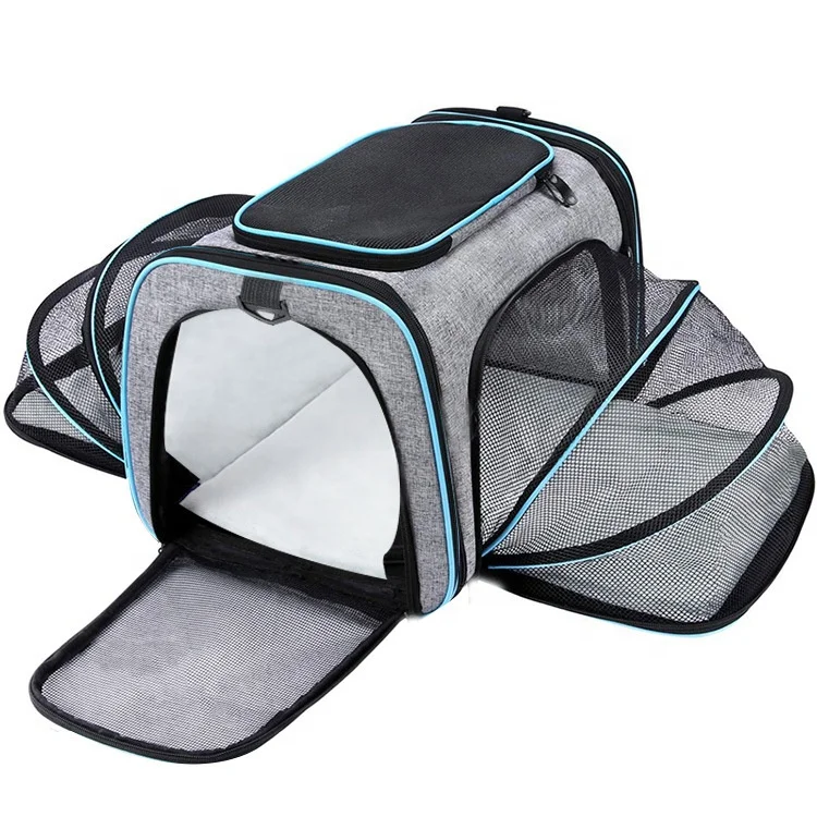 Pet Reflective Airline Approved Durable Breathable Foldable Soft Sided Mesh Outdoor Pet Dog Carrier Travel Bag