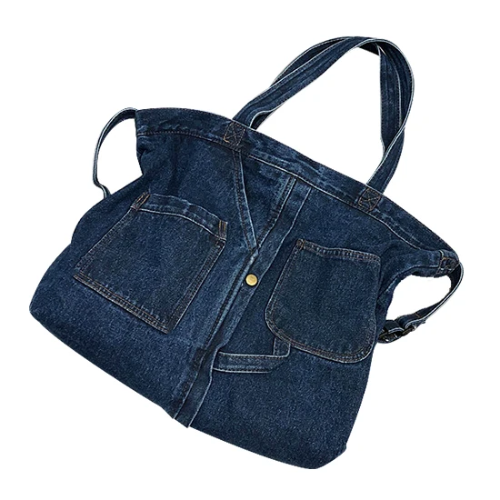 Fashion retro portable shopping large capacity casual denim Academy wind Harajuku canvas one-shoulder crossbody bag