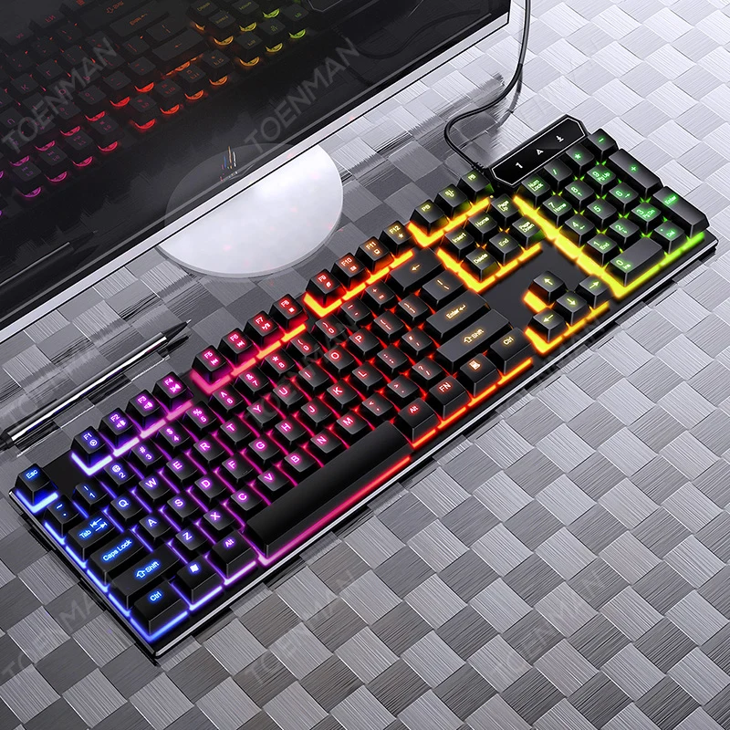 New V4 Mechanical Feeling Keyboard Wired Backlight USB Computer Accessories Colorful 104 Keys Multi-Function Game Keyboard