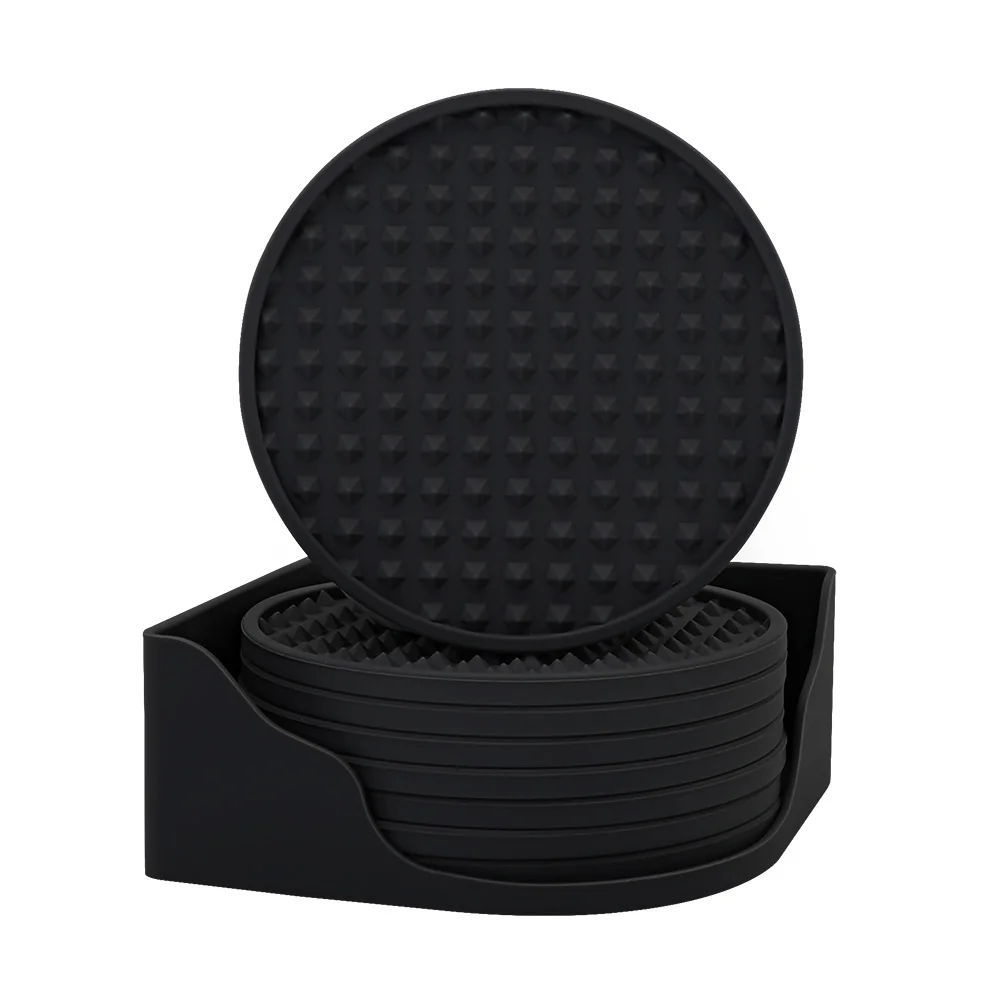 custom logo silicone coasters for drinks silicon cup drain pads hotel glass drink coaster with holder set