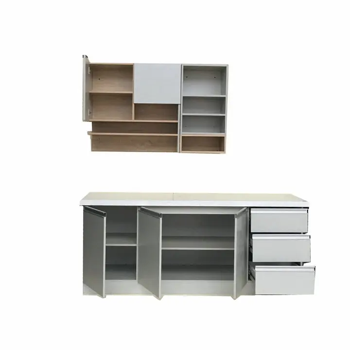 Melamine door G handle hang simple thailand white oak standing kitchen cabinets designs