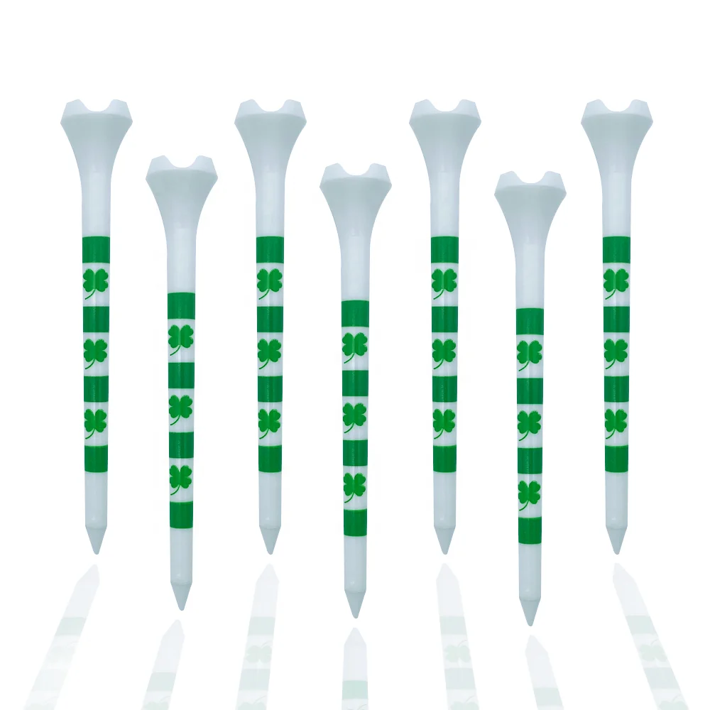 Wholesale 3 1/4 inch 83mm Four Prongs Golf Tee with Four-leaf clover Printing Golf Ball Holder Golf Training Practice tees