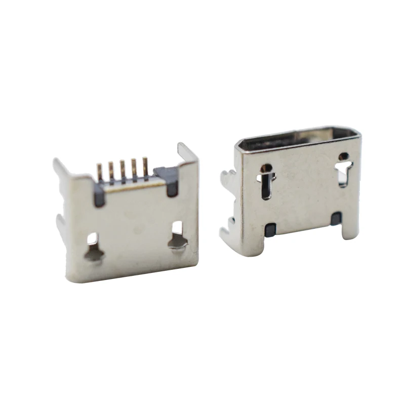 high-current USB connector Android charging tail plug flat mouth roll mouth micro usb b 5 pin type female connector customizable