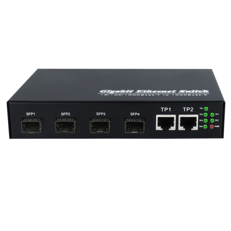 10/100/1000M Base-TX -1000Base-FX 4 port Gigabit Fiber optical 2 Ethernet SFP Switch