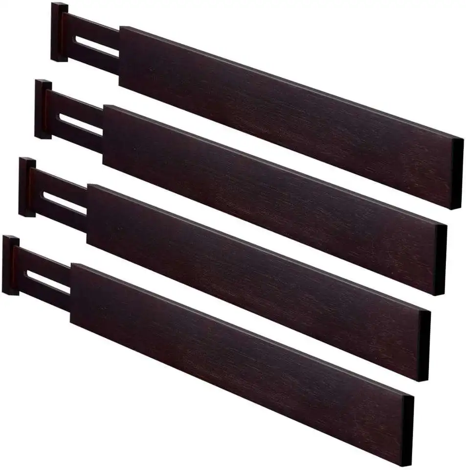 Bedroom Office Inserts Separador Spring 4 Pack Adjustable Diy Black Natural Bamboo Drawer Dividers Organizer for