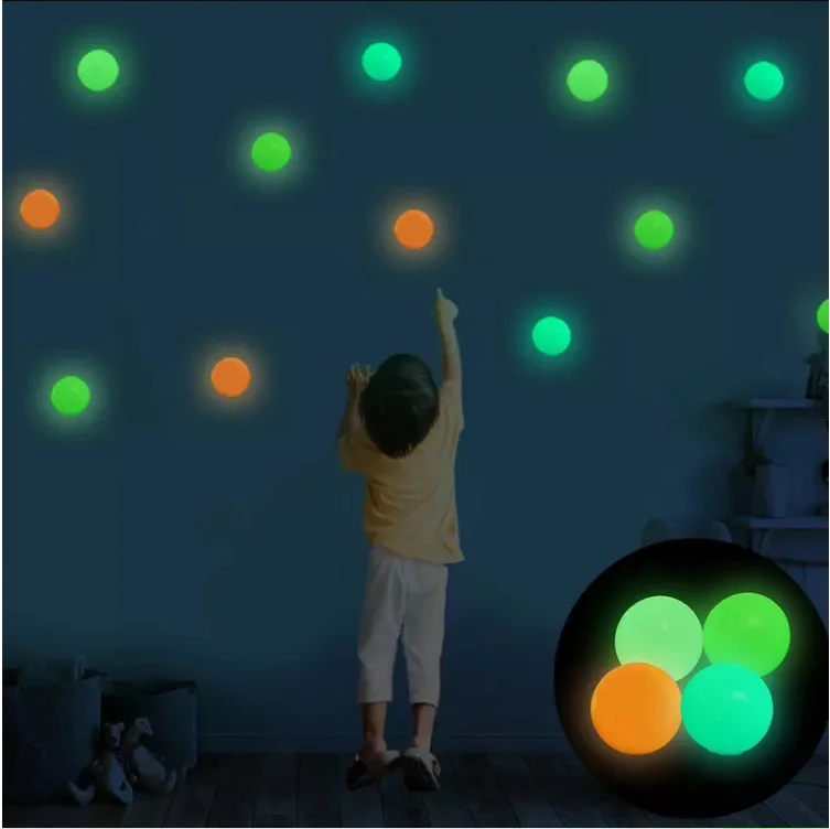 2024 Tik Tok Hot Sale Relief Stress Toy Ball Glowing In The Dark Sticky Balls Ceiling For Kids And Adult Fidget Toys