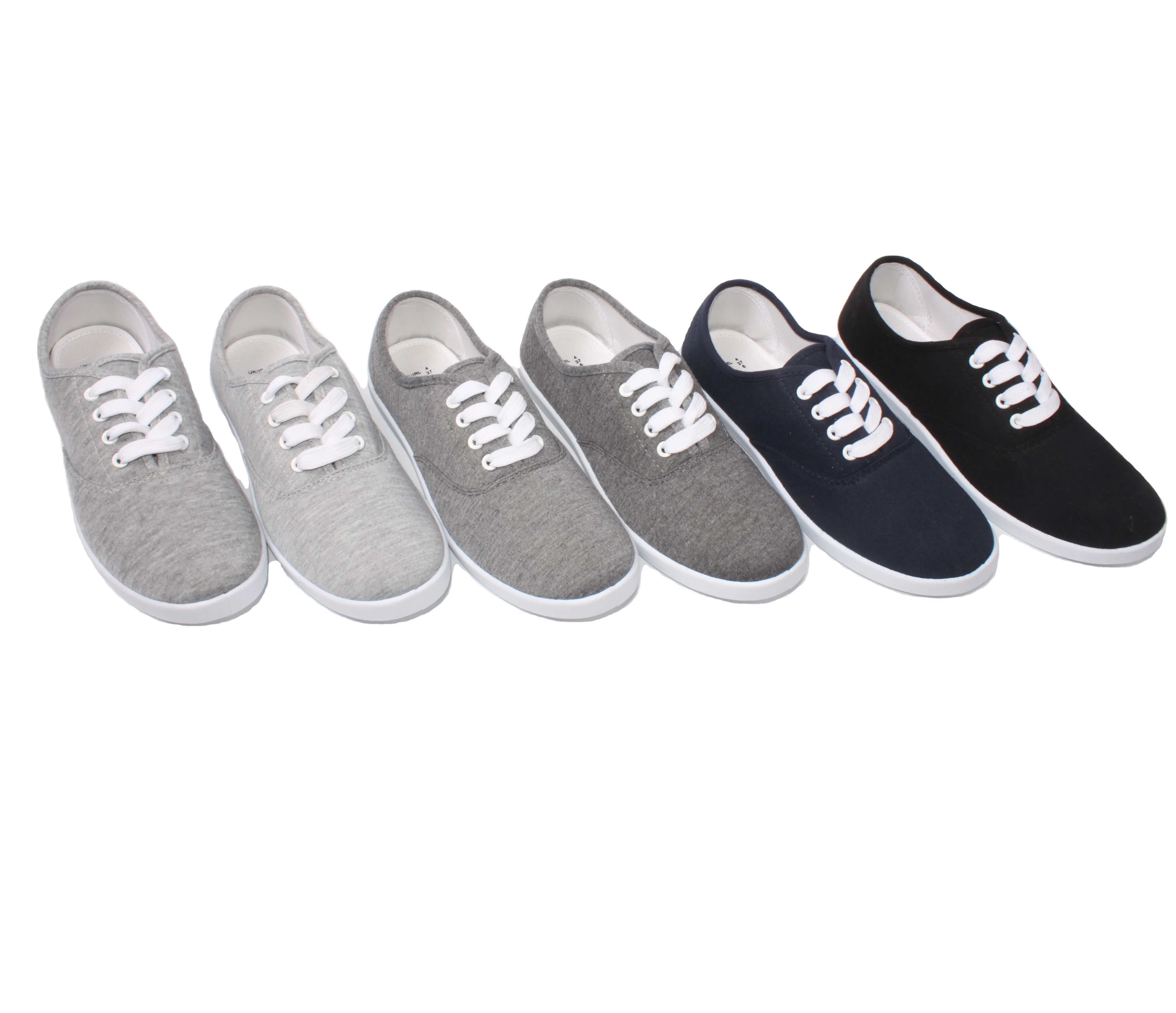ladies girls fashion comfortable cheap canvas lace up plimsole flat shoes