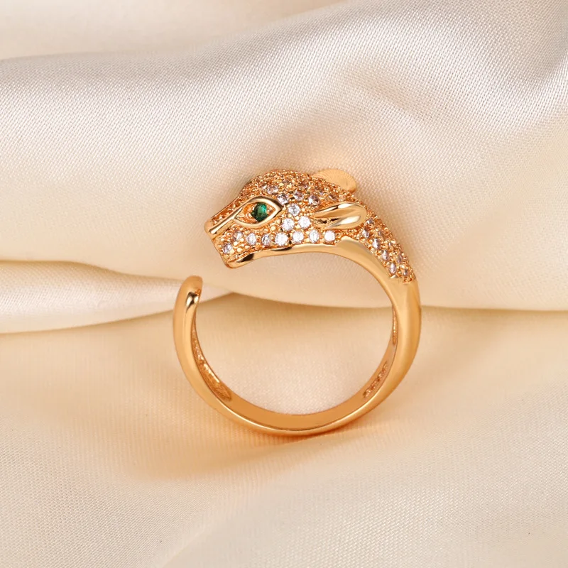 Лидер продаж модное позолоченное кольцо с полностью кристаллами изменяемое женское роскошное леопардовое драгоценным камнем