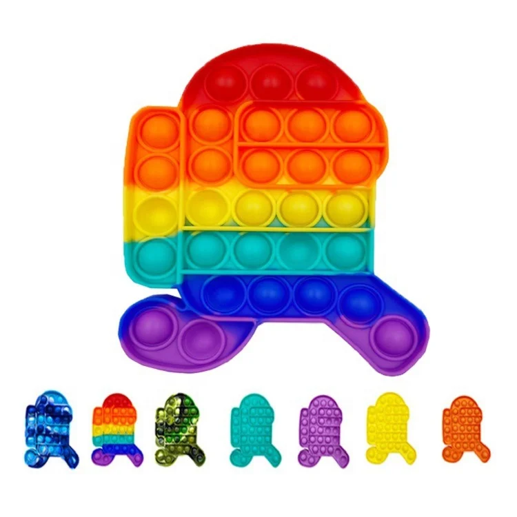 
Wholesale Poppest Running Amongus Fidget Sensory Toy 2021 Popit Among Us Push Pop It Rainbow Autism Toys For Kids Children Game 