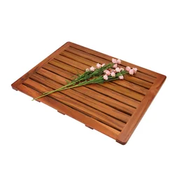 teak wood bath mat shower mat non slip   wooden floor mat  large rectangles for spa home