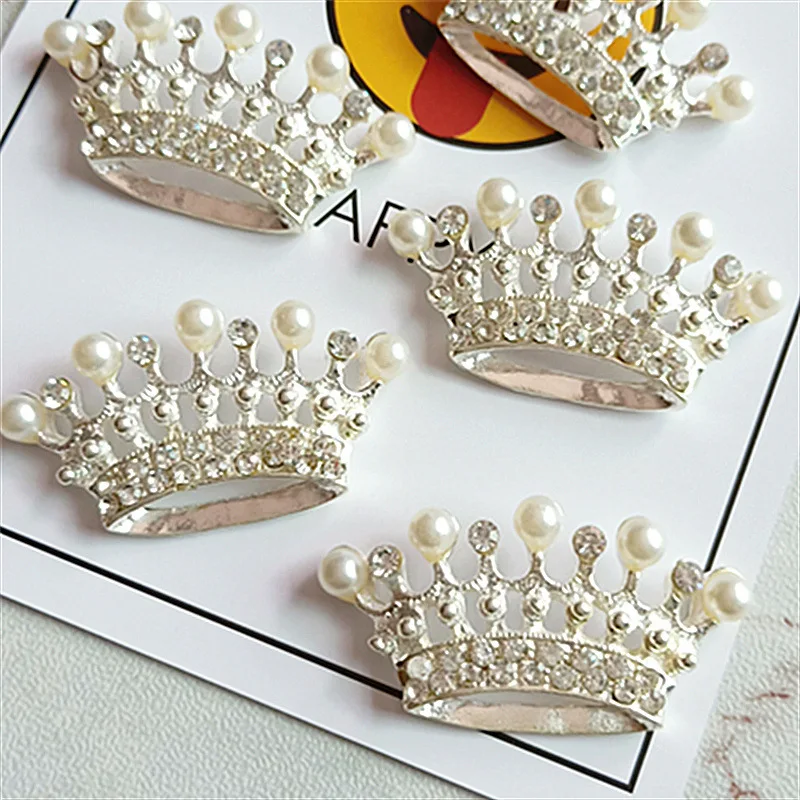 Wholesales Quality Rhinestone Alloy Shoe Decorative Button crystal Crown Brooch Accessory