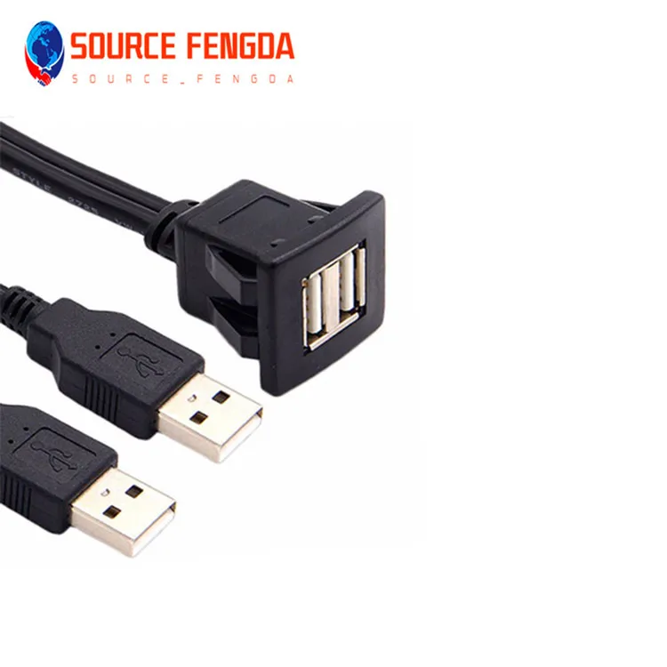USB A 2.0 cable Dual Ports with Buckle  Panel Flush Mount Cable  for Car Truck Boat Motorcycle Dashboard USB cable