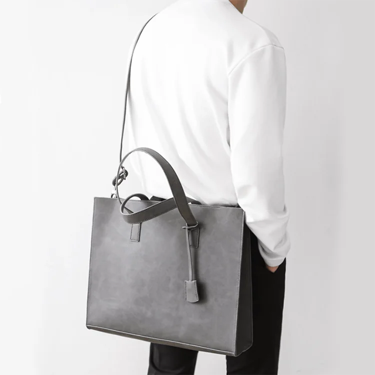 Custom Logo Brown Pu Shoulder Crossbody Bag New Designer Luxury Classic Business Men Ladies Tote Handbags