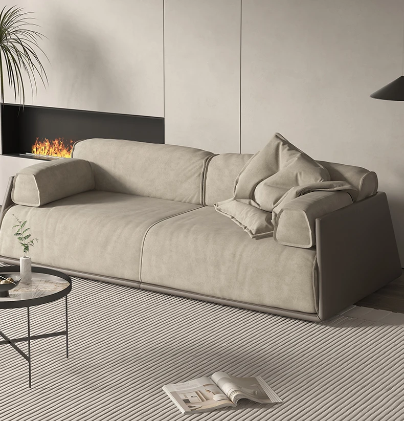 Italy designer Upholstery european leather sofas four seat foshan furniture living room modern low arm sofa