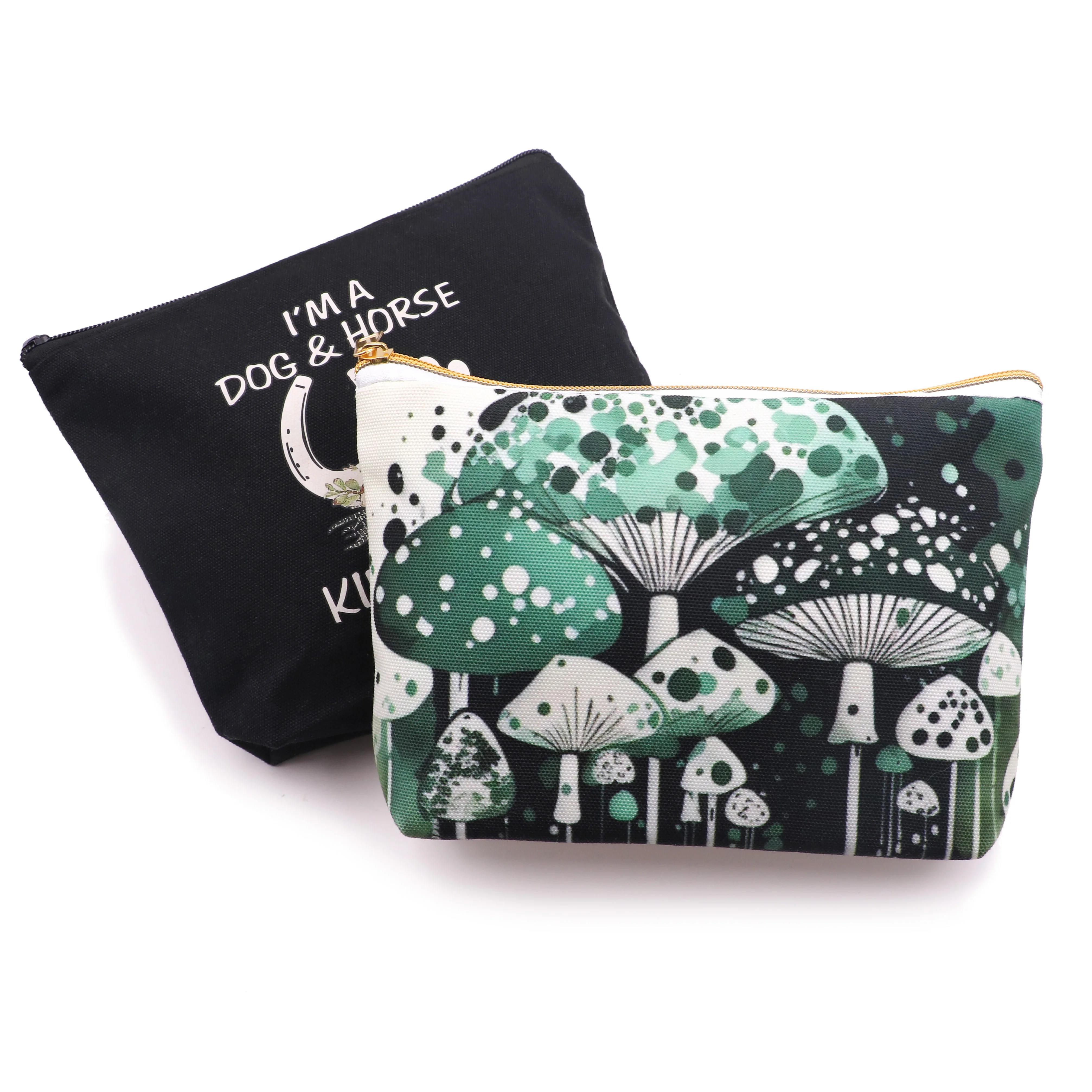 Krell Gifts black canvas bag Custom Logo Printed Canvas Zipper Makeup Bag pencil pouch custom cotton canvas pencil case