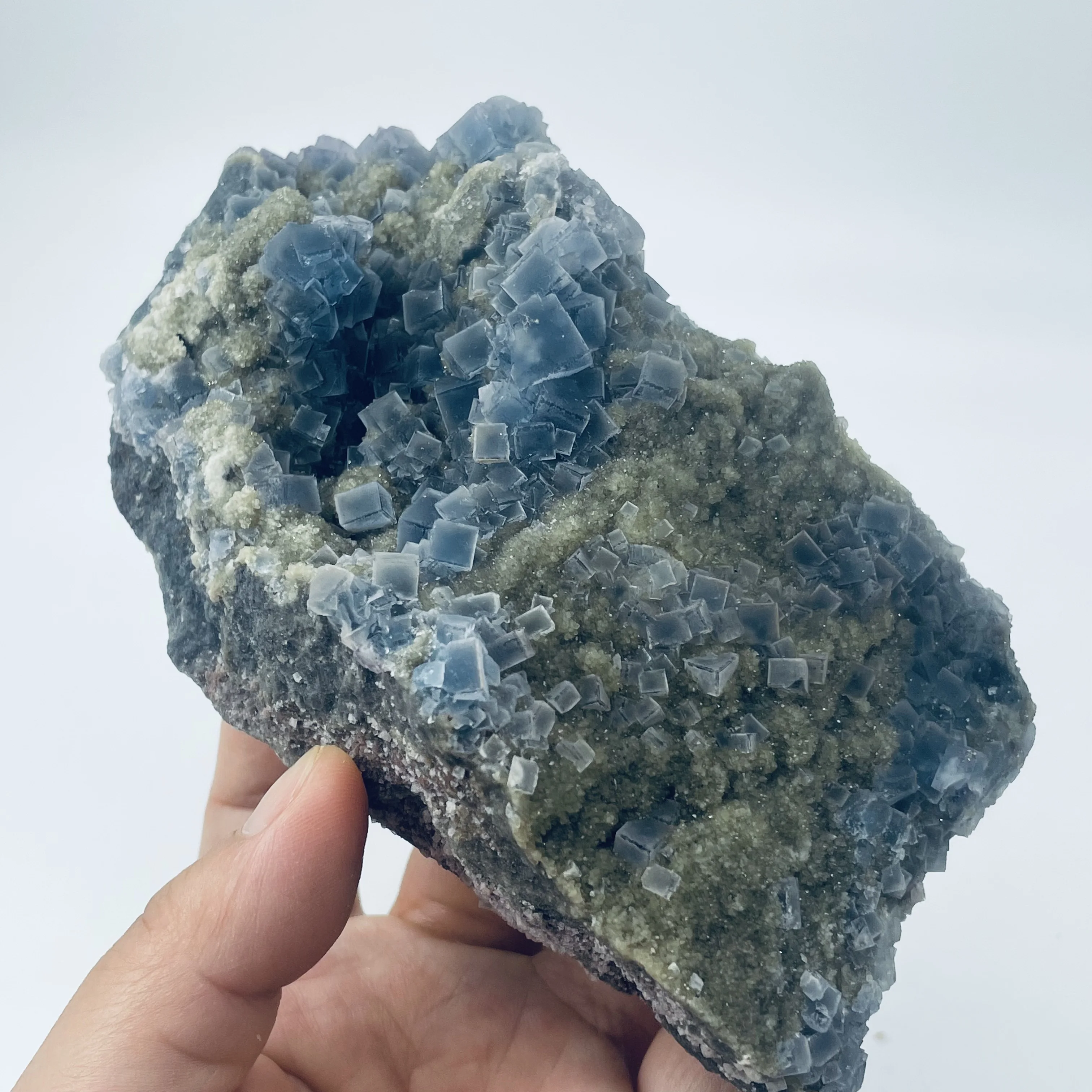 Natural Healing Crystal Mineral Specimen Gemstone Cluster Blue Fluorite Cluster