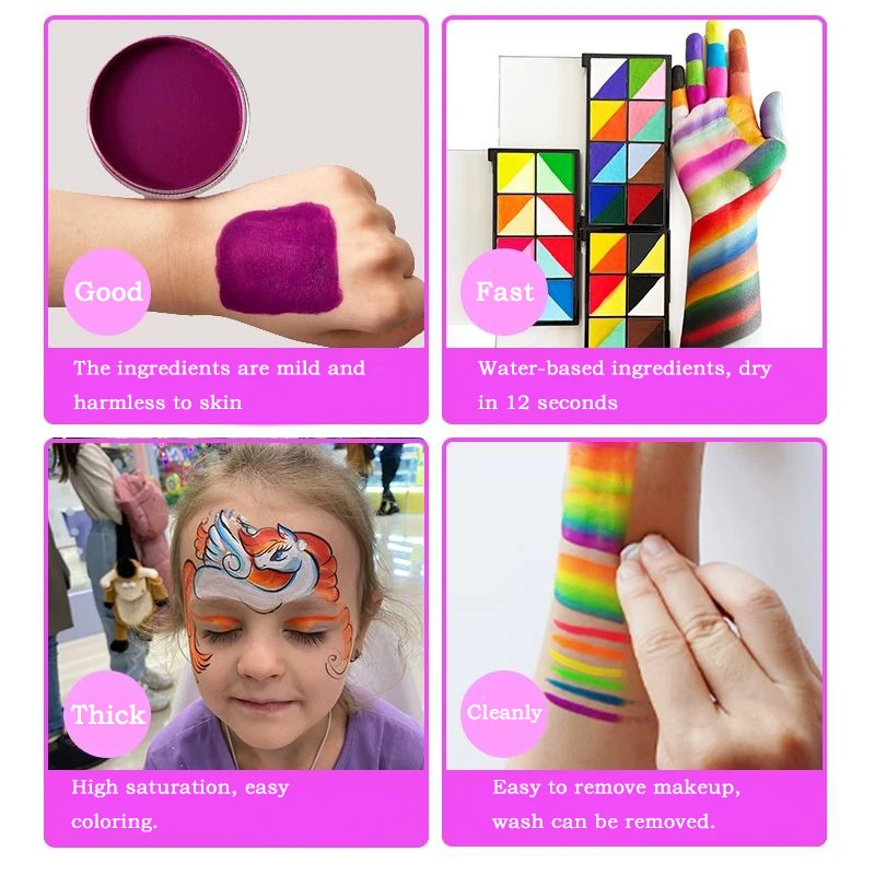 Spot goods 50g rainbow split cake water-soluble pigment custom color halloween makeup  body art Body Painting Supplies